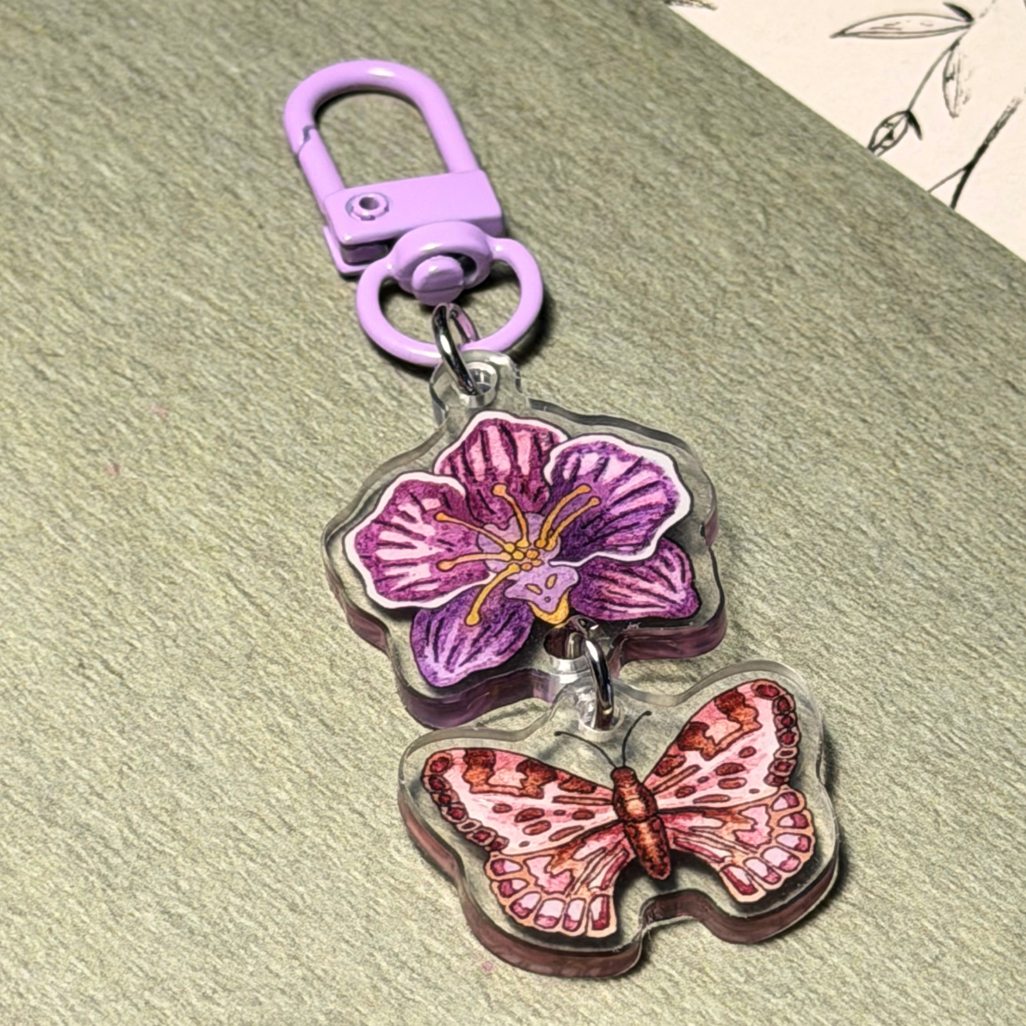 Orchid and Butterfly | Keychain
