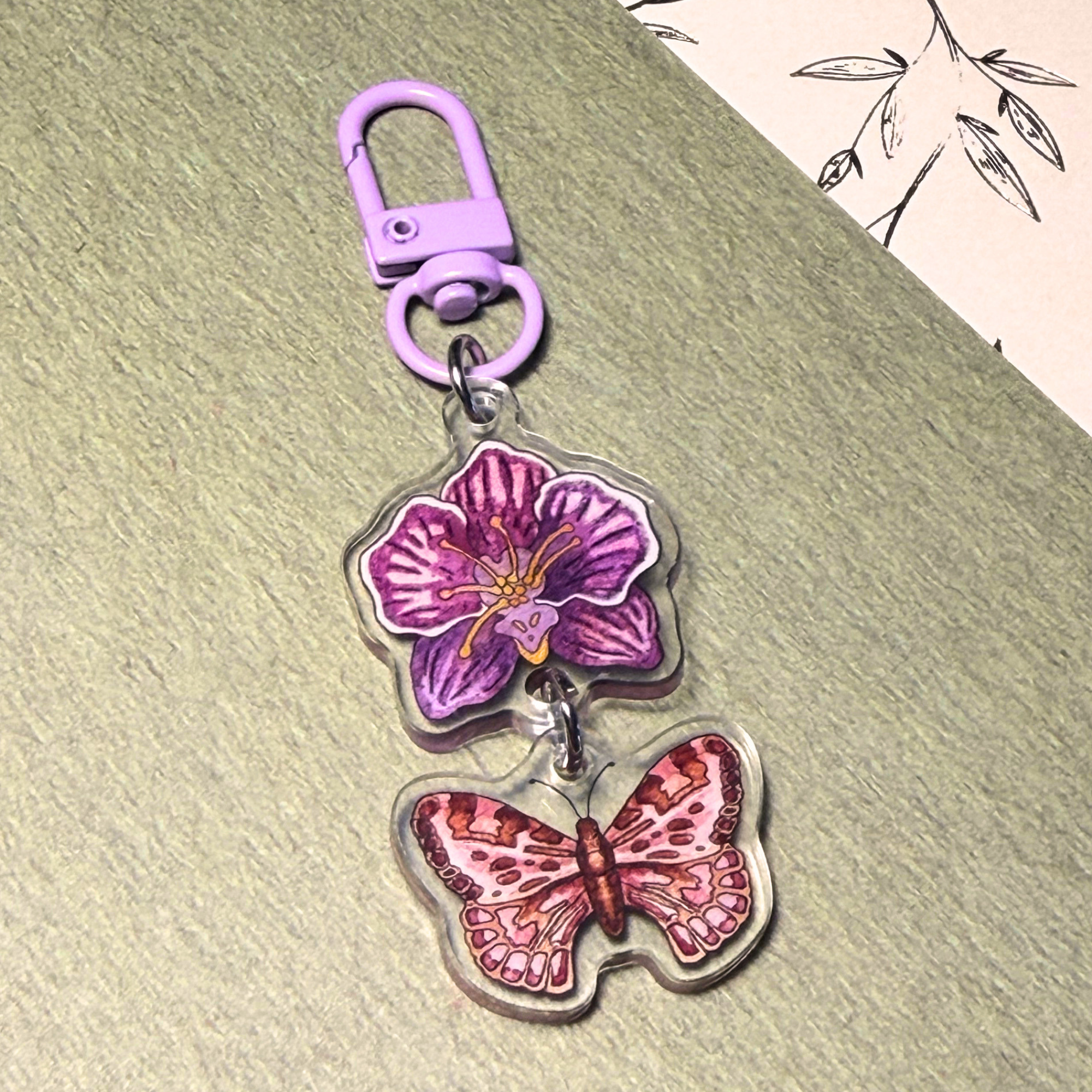 Orchid and Butterfly | Keychain