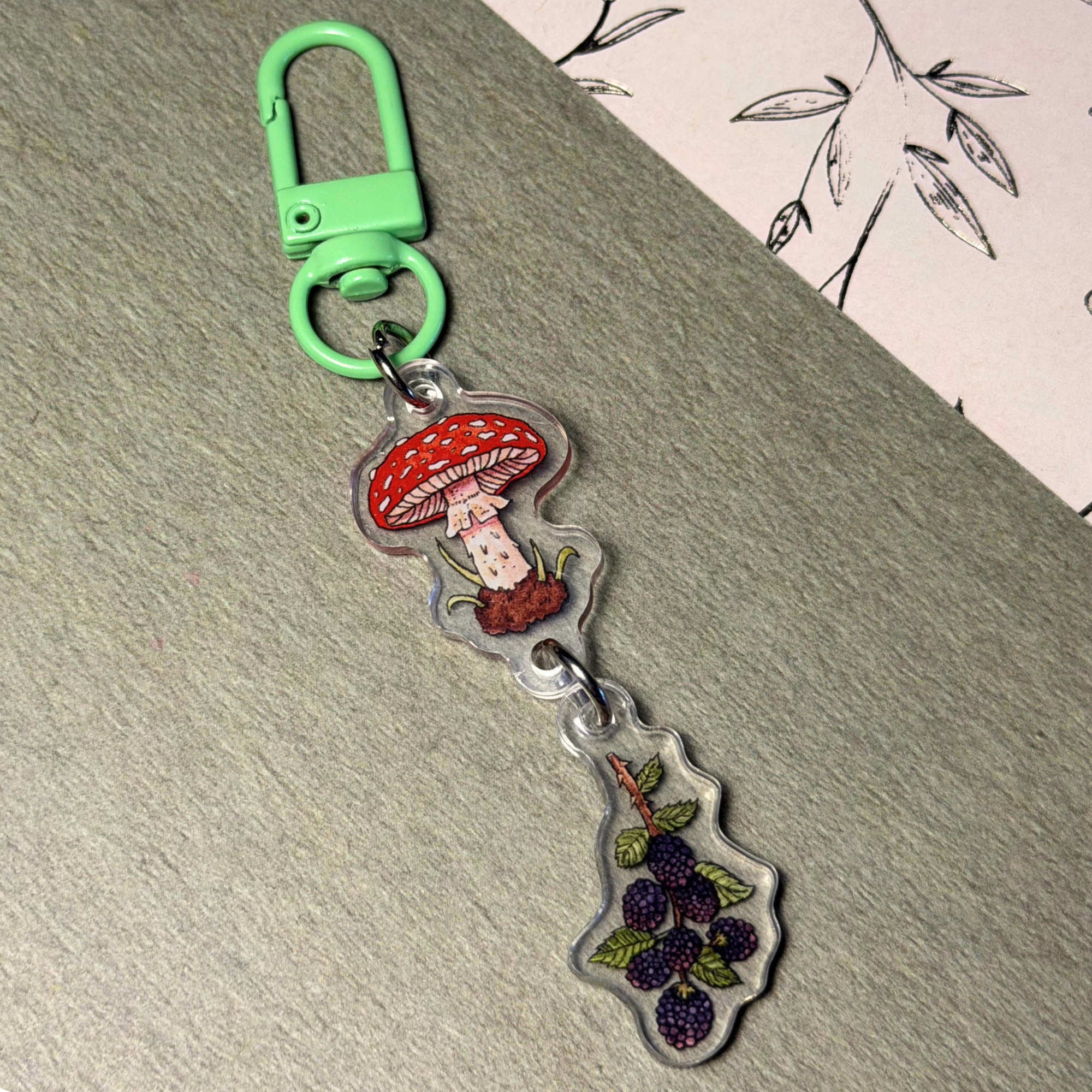 Mushroom and Blueberries | Keychain