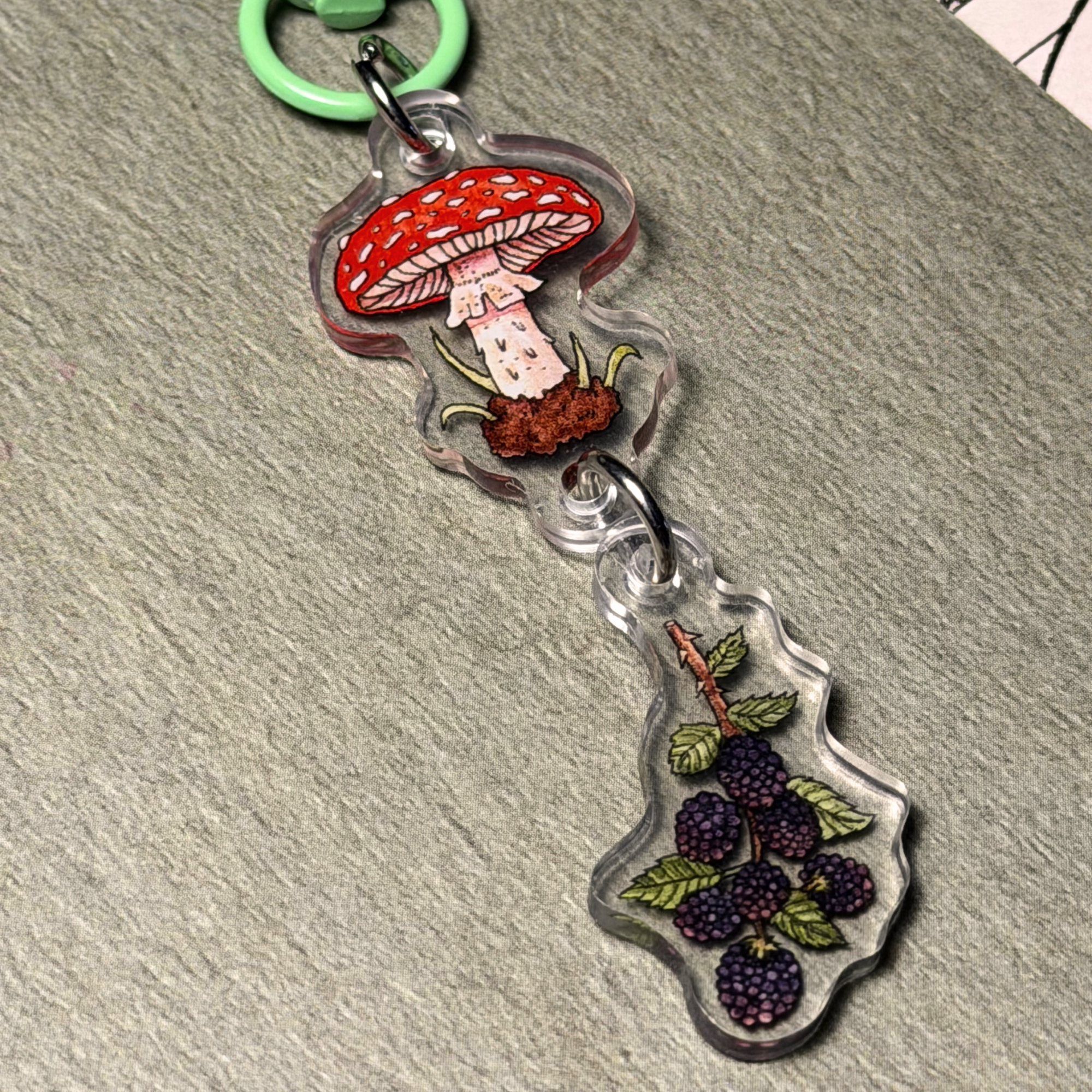 Mushroom and Blueberries | Keychain