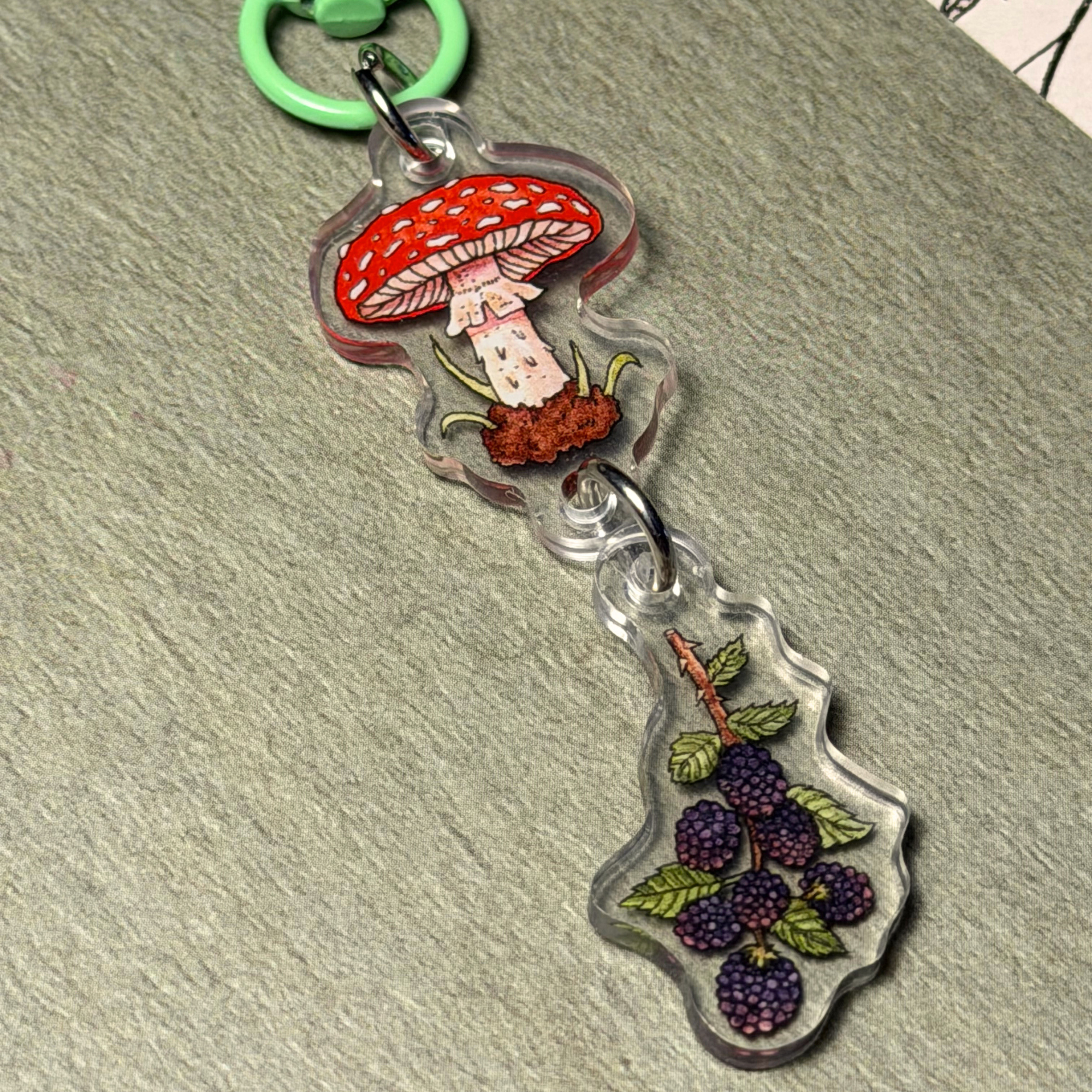 Mushroom and Blueberries | Keychain